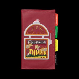 "Manage Your Bets: Embroidered Leather Casino Wallet"